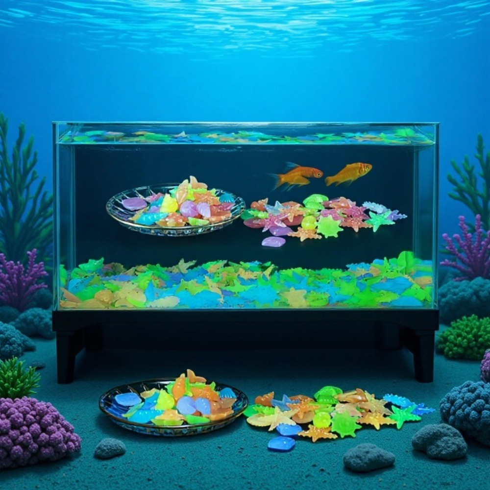 Aquarium Fish Only - Leuchtende Ozeansteine, fluoreszierende Muscheln, bunte Seesterne