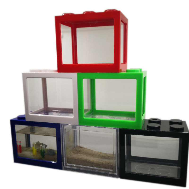 Fish Toy In Aquarium - 7-Farben-Mini-Aquarium für Betta-Fische, Kreatives Kombinierbares Ökologisches