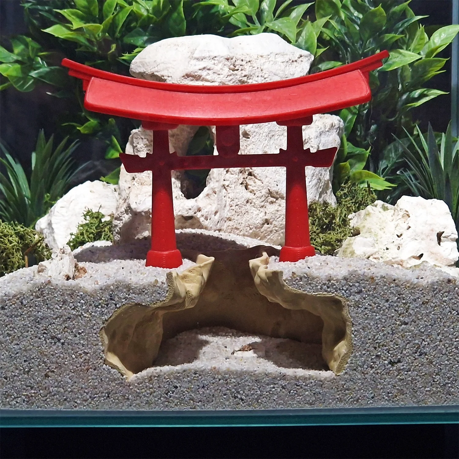 Aquarium Fish Japanese - Torii-Tor Aquarium-Höhle Fischbecken-Ornamente Japanischer Stil Fisch-Garnelen-Versteck