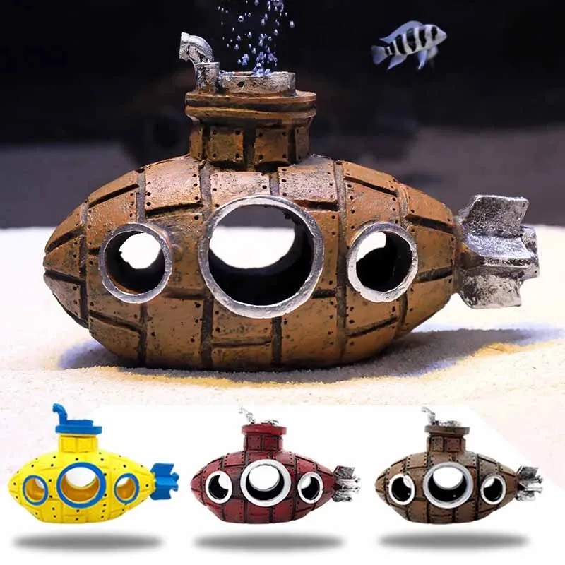 Aquarium Fish Hiding Places - Harz-U-Boot-Ornamente für Aquarien – Fisch- und